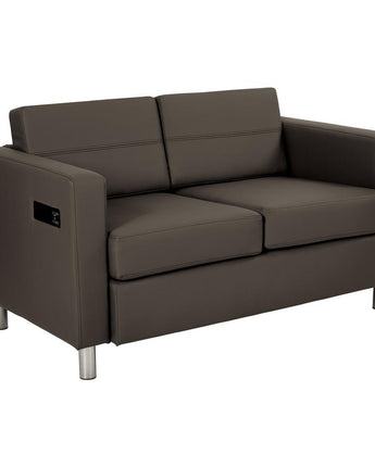 Atlantic Loveseat with Dual Charging Station in Dillon Graphite Fabric K/D, ATL52-R111