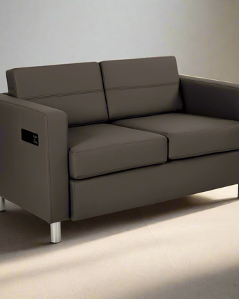 Atlantic Loveseat with Dual Charging Station in Dillon Graphite Fabric K/D, ATL52-R111