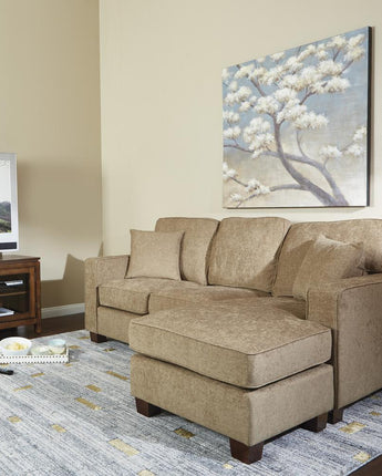 Russell Sectional in Earth fabric with 2 Pillows and Coffee Finished Legs, RSL55-SK334