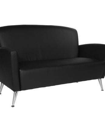 Loveseat in Dillon Black Bonded Leather with Chrome Legs, SL50552-R107