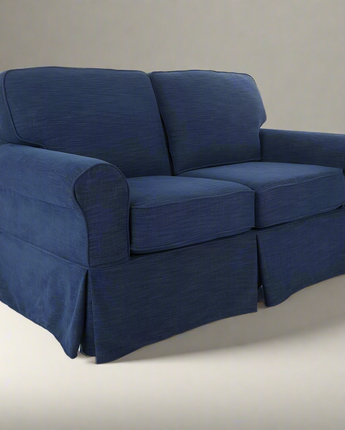 Loveseat with Navy Slip Cover