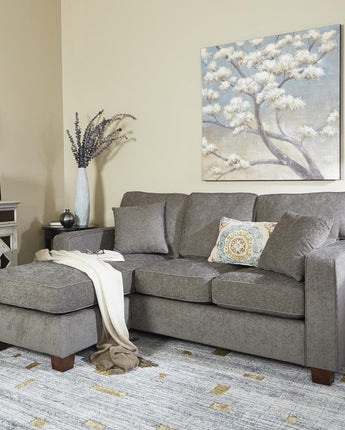 Russell Sectional in Taupe fabric with 2 Pillows and Coffee Finished Legs, RSL55-SK335