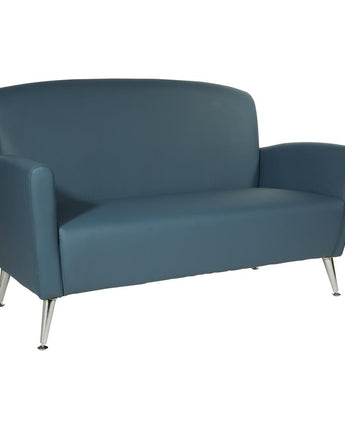 Loveseat in Dillon Blue Bonded Leather with Chrome Legs, SL50552-R105