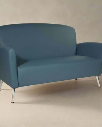 Loveseat in Dillon Blue Bonded Leather with Chrome Legs, SL50552-R105