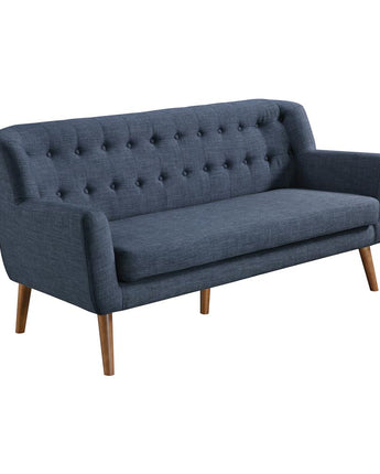 Mill Lane Mid-Century Modern 68” Tufted Sofa in Navy Fabric, MLL53-M19