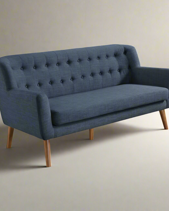 Mill Lane Mid-Century Modern 68” Tufted Sofa in Navy Fabric, MLL53-M19