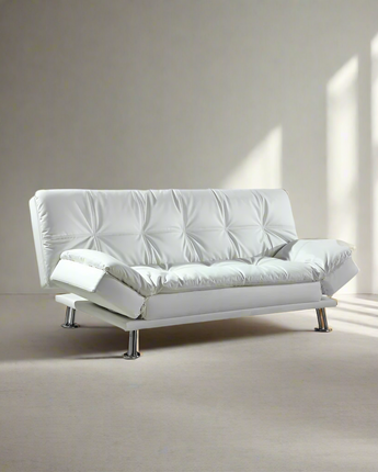 Dilleston Tufted Back Upholstered Sofa Bed White