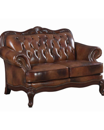 Victoria Tufted Back Loveseat Tri-tone and Brown