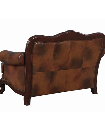 Victoria Tufted Back Loveseat Tri-tone and Brown