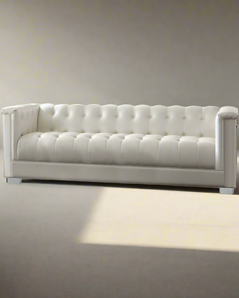 Chaviano Tufted Upholstered Sofa Pearl White