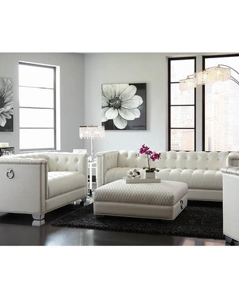 Chaviano Tufted Upholstered Loveseat Pearl White