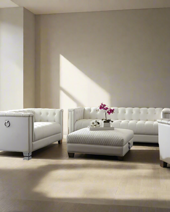 Chaviano Tufted Upholstered Loveseat Pearl White