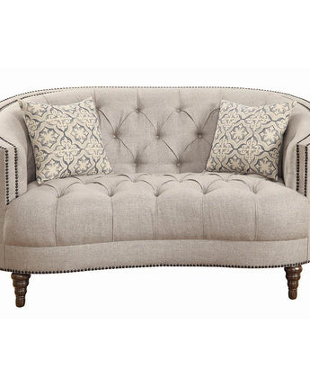 Avonlea Sloped Arm Upholstered Loveseat Trim Grey