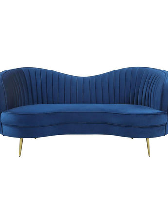 Sophia Upholstered Camel Back Loveseat Blue