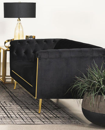 Holly Tuxedo Arm Tufted Back Loveseat Black