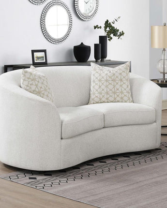 Rainn Upholstered Tight Back Loveseat Latte