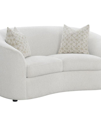 Rainn Upholstered Tight Back Loveseat Latte