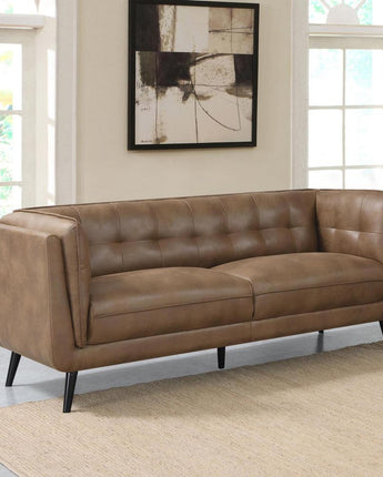 Thatcher Upholstered Button Tufted Sofa Brown