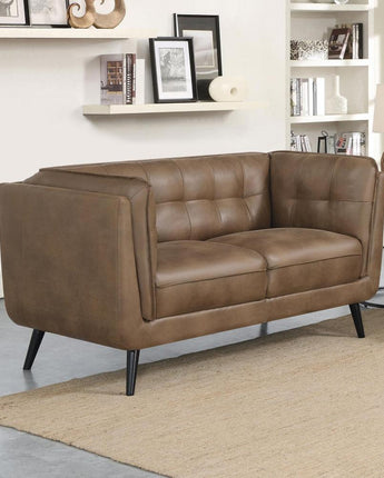 Thatcher Upholstered Button Tufted Loveseat Brown