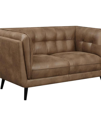 Thatcher Upholstered Button Tufted Loveseat Brown