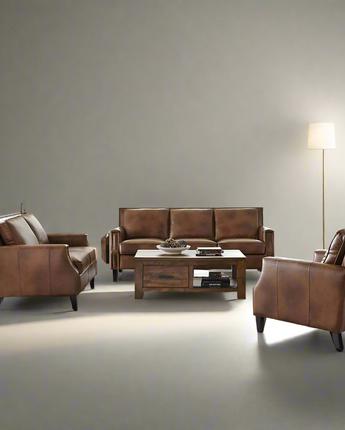 Leaton Upholstered Recessed Arms Sofa Brown Sugar