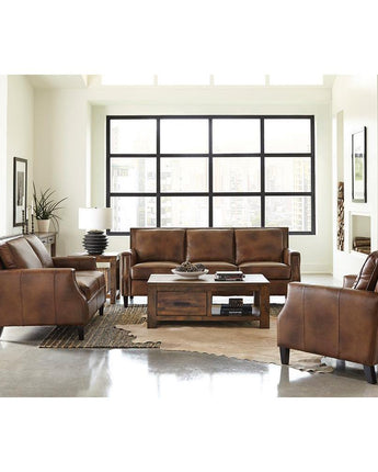 Leaton Upholstered Recessed Arms Loveseat Brown Sugar