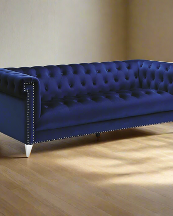 Bleker Tufted Tuxedo Arm Sofa Blue