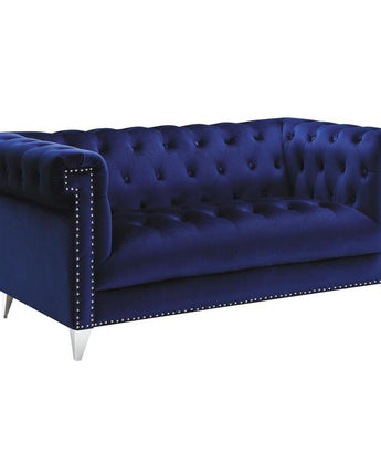 Bleker Tufted Tuxedo Arm Loveseat Blue