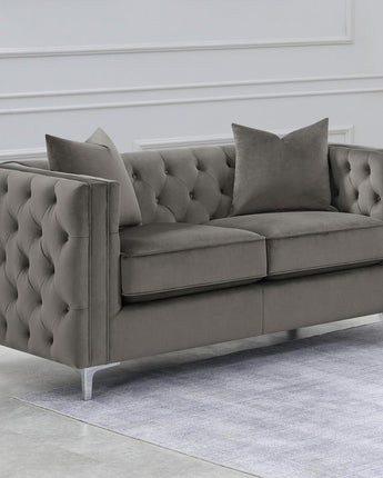 Phoebe Tufted Tuxedo Arms Loveseat Urban Bronze