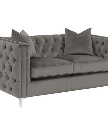 Phoebe Tufted Tuxedo Arms Loveseat Urban Bronze