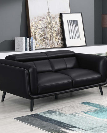 Shania Track Arms Loveseat with Tapered Legs Black