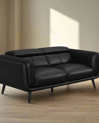 Shania Track Arms Loveseat with Tapered Legs Black