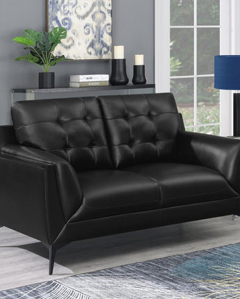 Moira Upholstered Tufted Loveseat with Track Arms Black