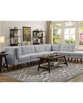 Churchill Button Tufted Corner Sofa Grey