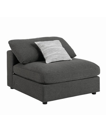 Serene Upholstered Armless Chair Charcoal