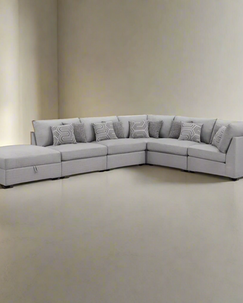 Cambria 6-piece Upholstered Modular Sectional Grey