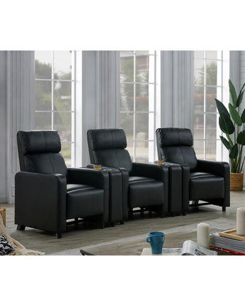 Toohey Upholstered Tufted Recliner Living Room Set Black