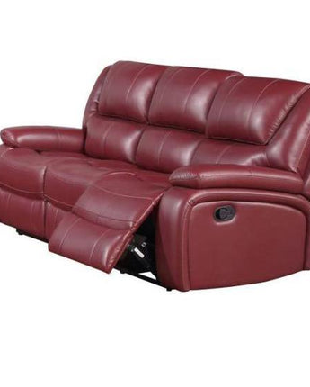 Camila Upholstered Motion Reclining Sofa Red Faux Leather