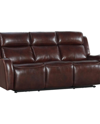 Dual-Pwr Sofa in TT Reddish Brown Leather