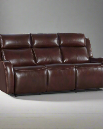 Dual-Pwr Sofa in TT Reddish Brown Leather