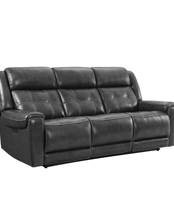 Dual-Power Sofa in Baron Charcoal Leather