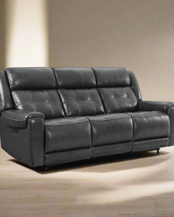 Dual-Power Sofa in Baron Charcoal Leather