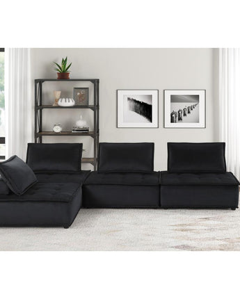 Anna Black Velvet 4 Pc Modular Sofa