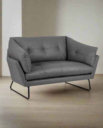 Karla Gray PU Leather Contemporary Loveseat