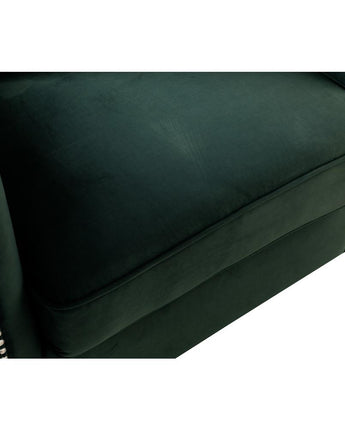 Bayberry Green Velvet Loveseat with 2 Pillows