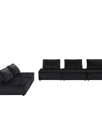 Anna Black Velvet 5 Pc Sofa and Loveseat