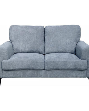 Gray Fabric Loveseat with Black Metal Legs