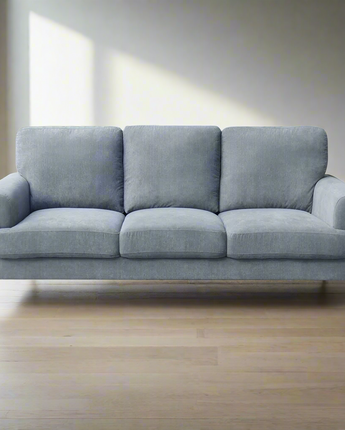 Gray Fabric Sofa with Black Metal Legs