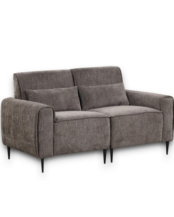 Valentina Gray Chenille Loveseat with Metal Legs and Throw Pillows