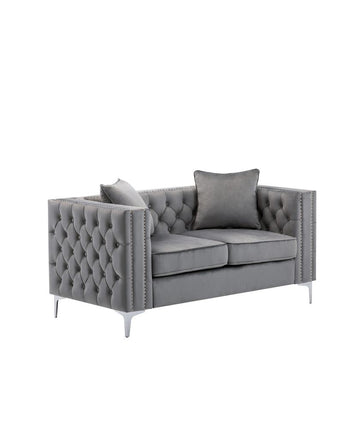 LILOLA Lorreto Gray Velvet Loveseat